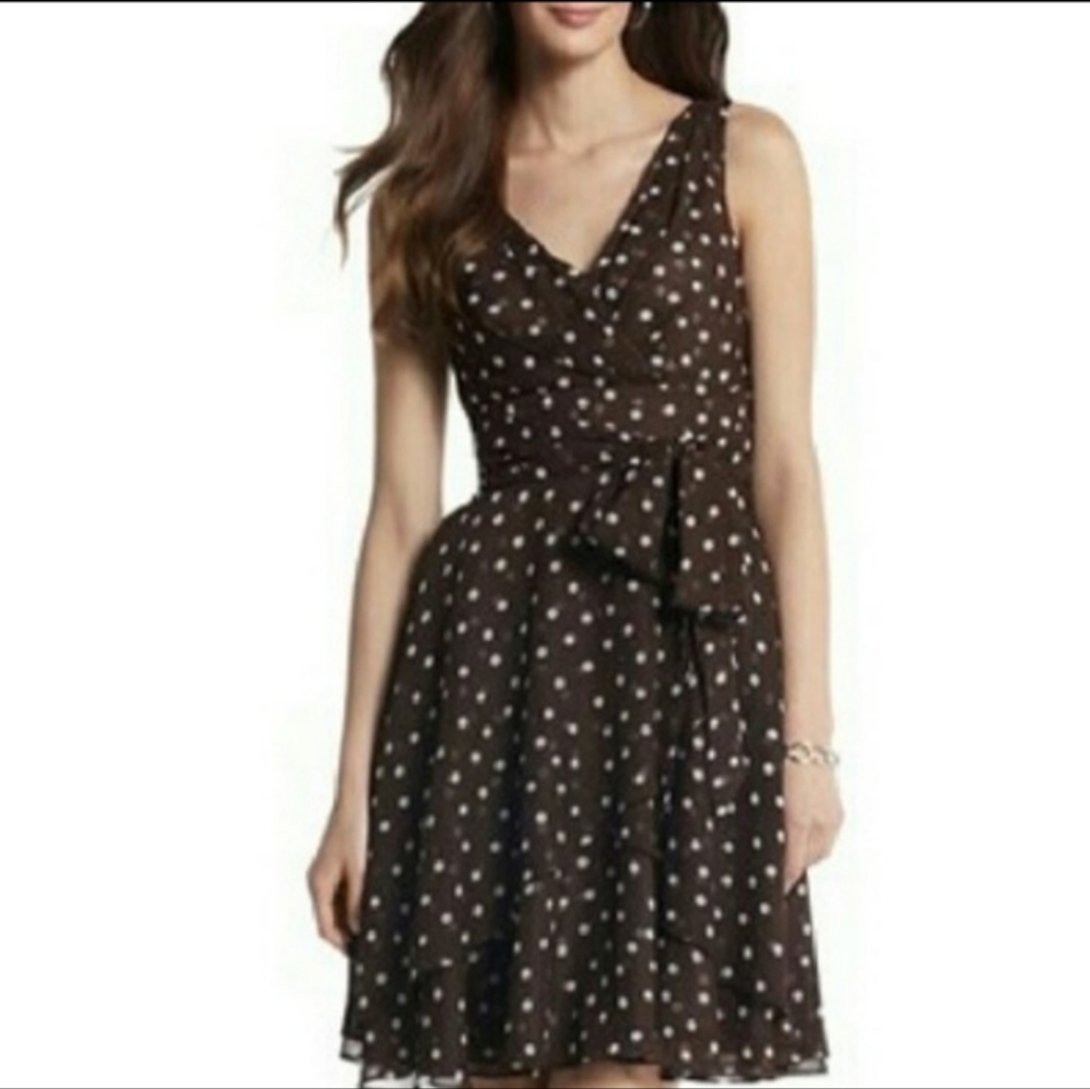 White House Black Market Brown Polka Dot Dress